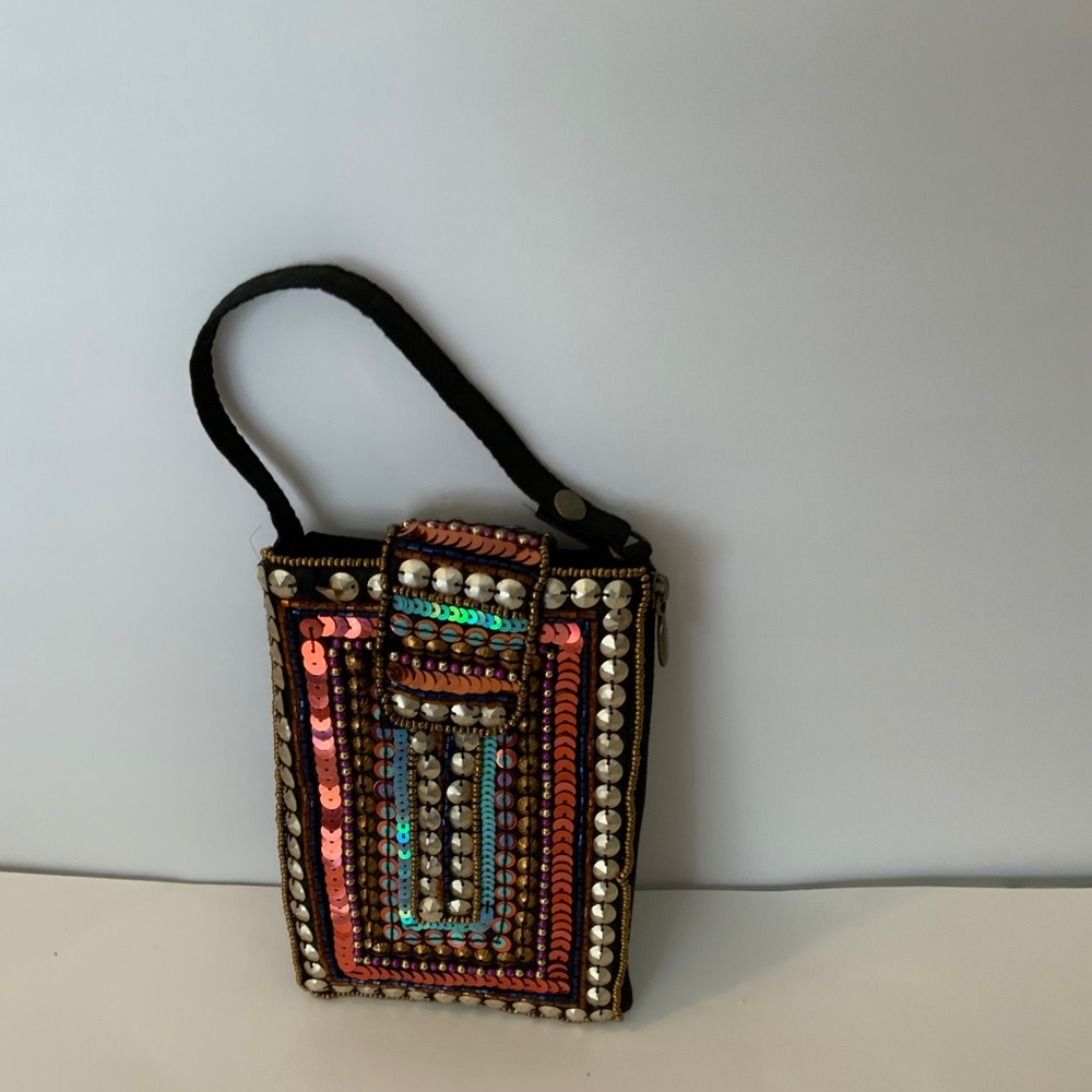 Metallic Sequin evening crossbody cellphone purse